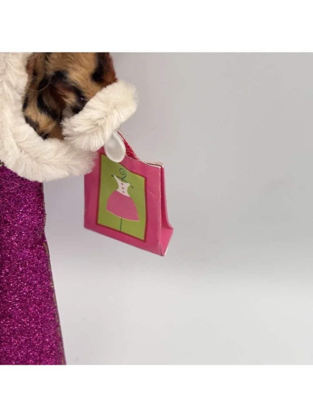 De Carlini Lady Shopper Dog Blown Glass Christmas Ornament Ladies Elegance 7”